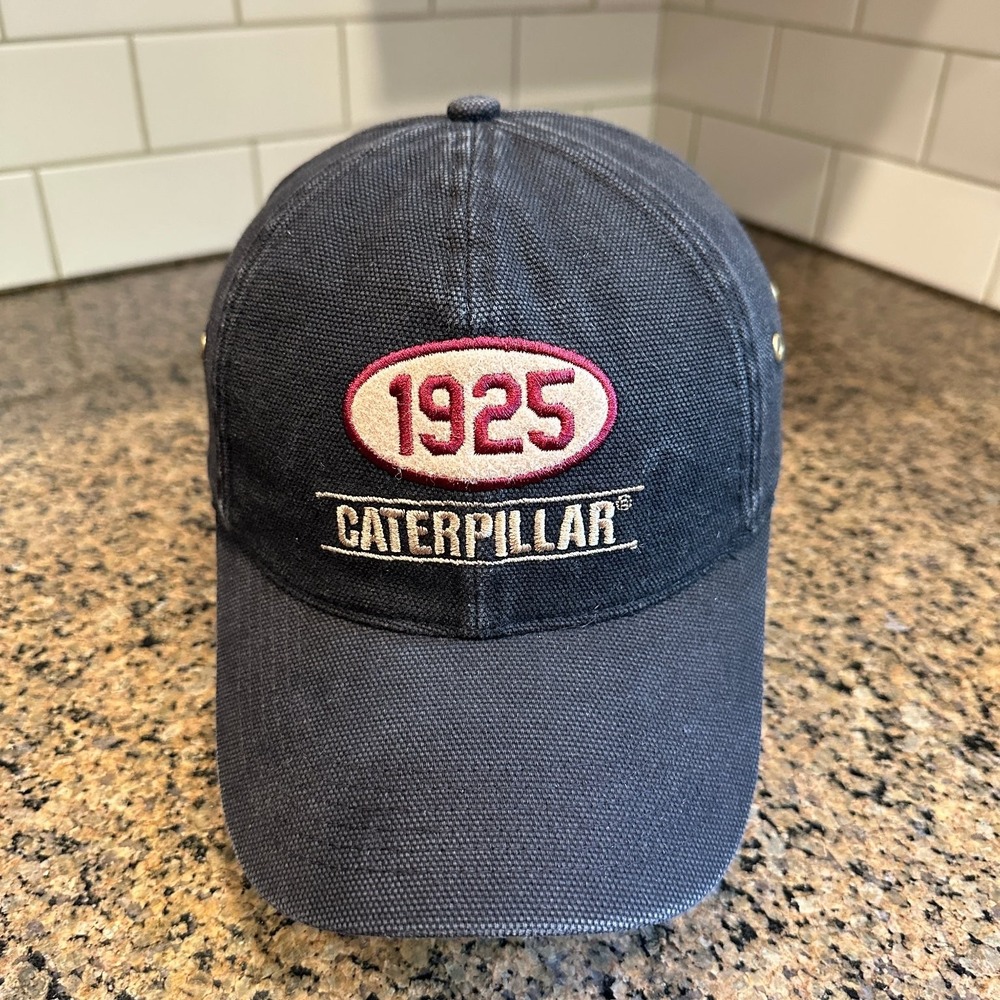 Caterpillar Canvas Hat Strap Back Charcoal Gray Cat 1925